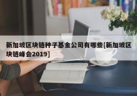 新加坡区块链种子基金公司有哪些[新加坡区块链峰会2019]